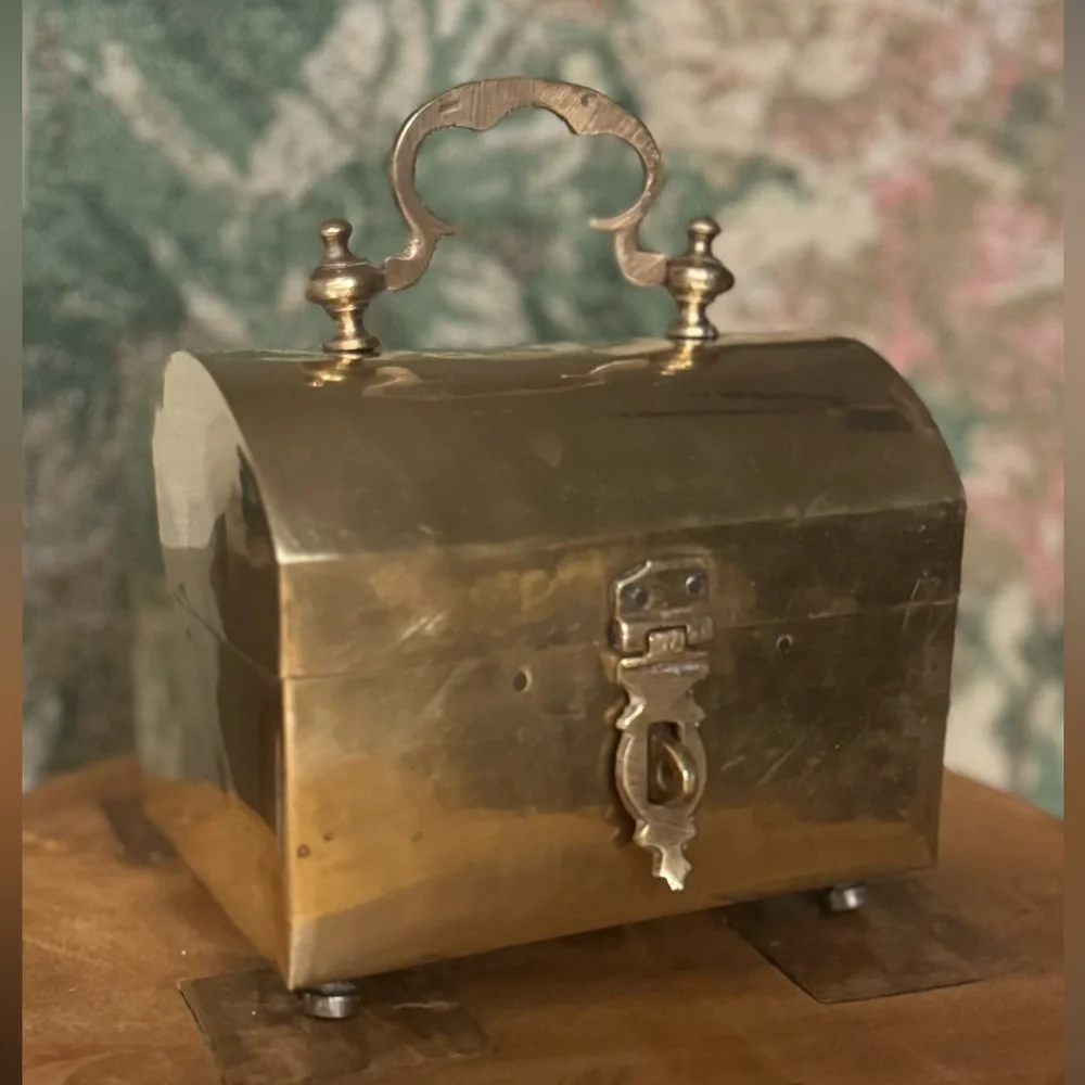 Vintage Solid Brass Handcrafted Jewelry Trinket Box Decorative